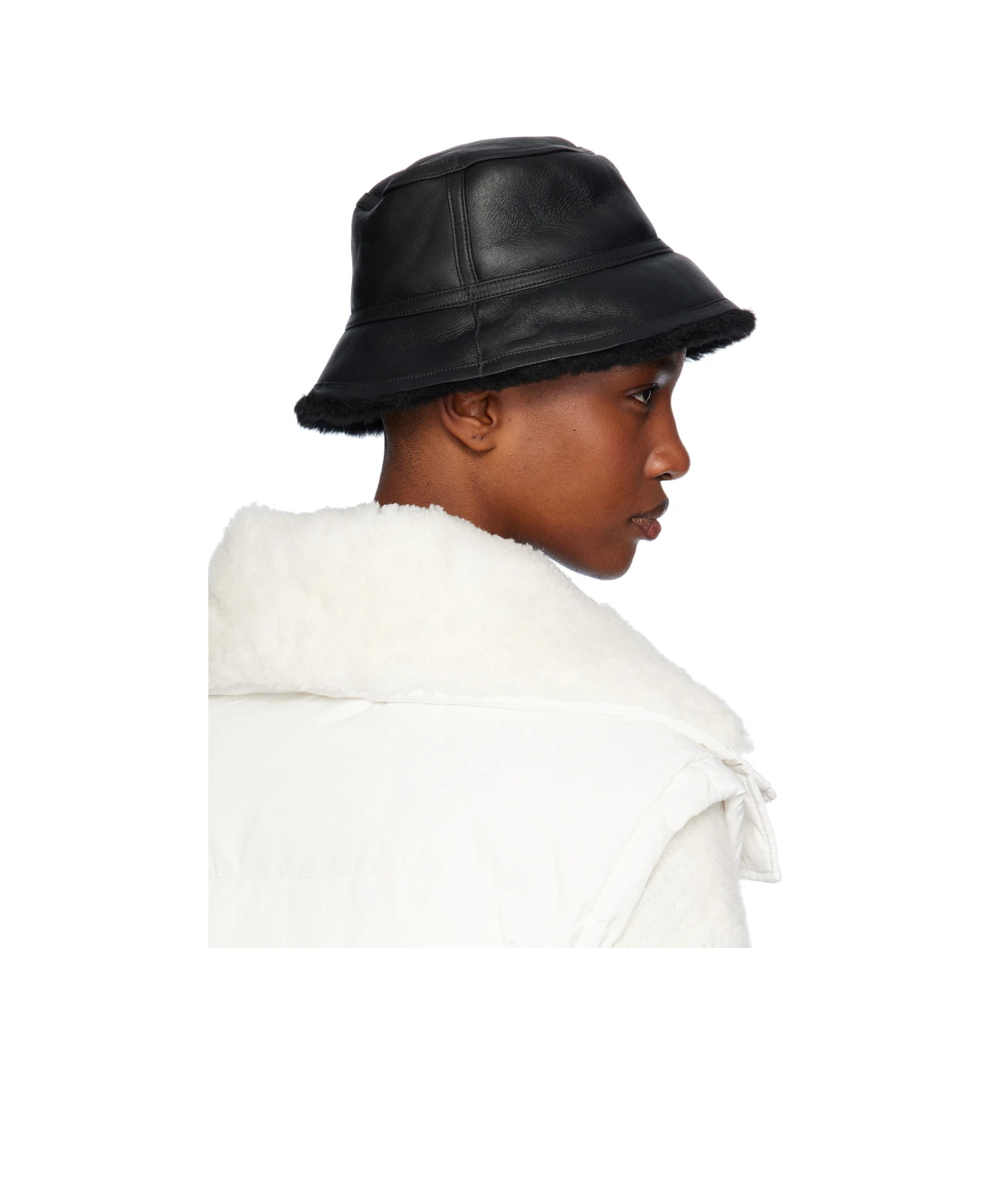 Yves Salomon Curly Two-sided Fisherman's Hat In White