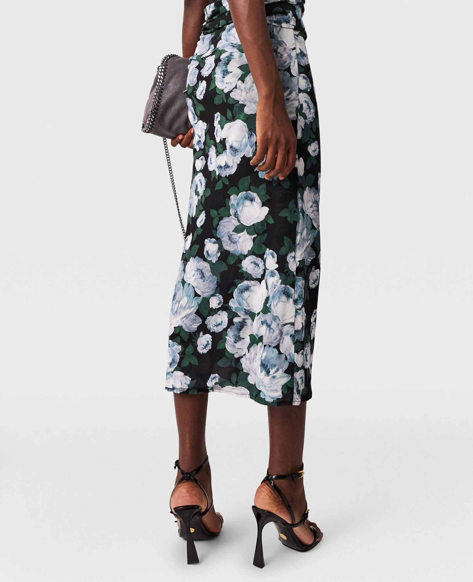 Stella Mccartney Floral Mesh Midi Skirt In Multi