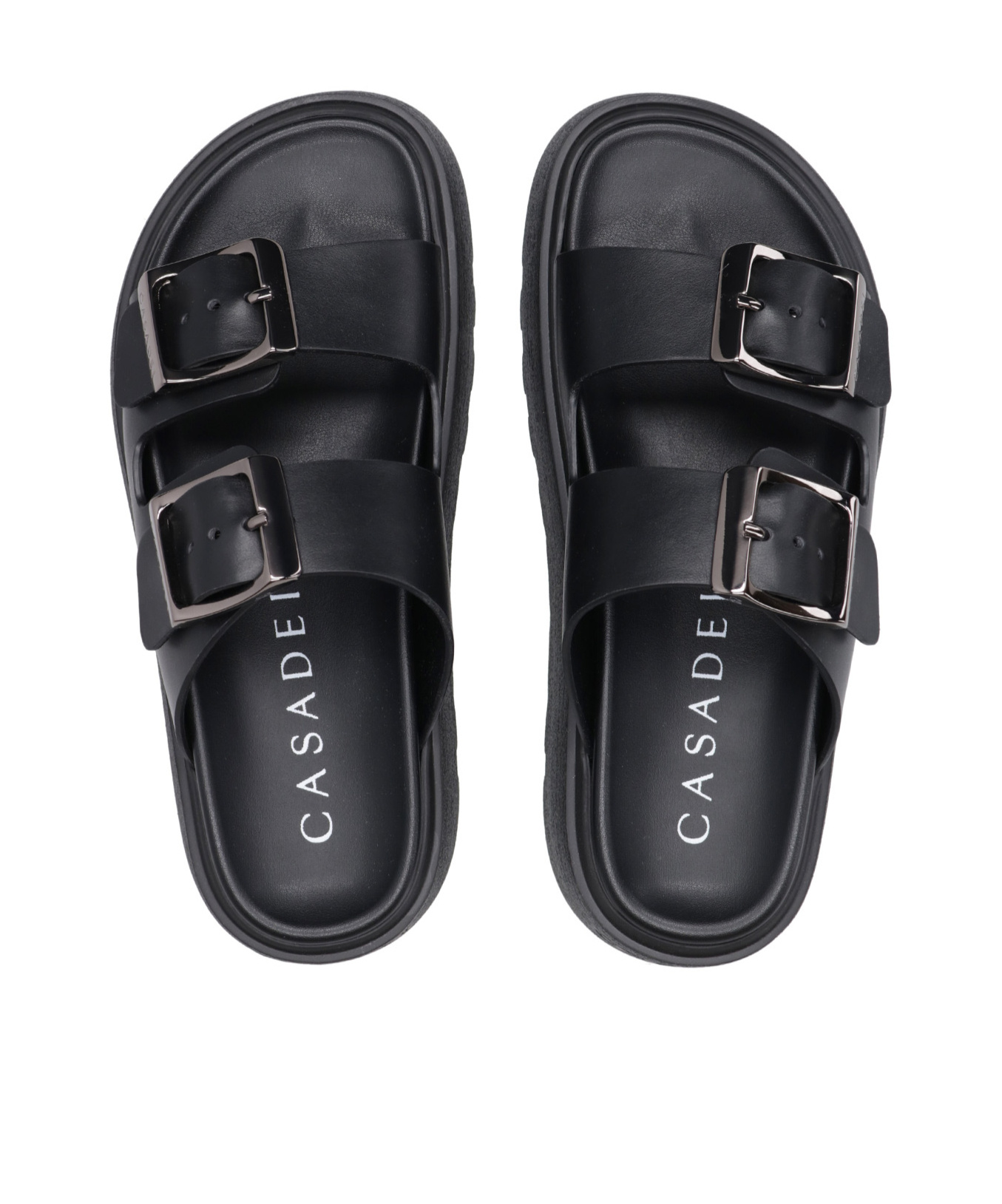 Casadei Florence Double-strap Chunky-sole Sandals In Black