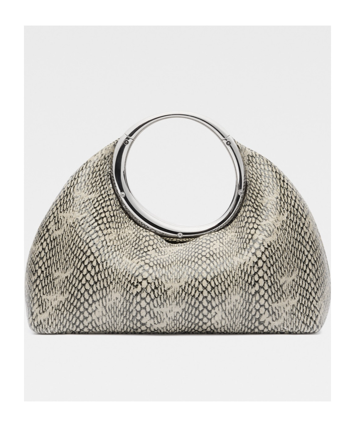 Jacquemus Small Calino Snake-embossed Leather Top Handle Bag In Nude