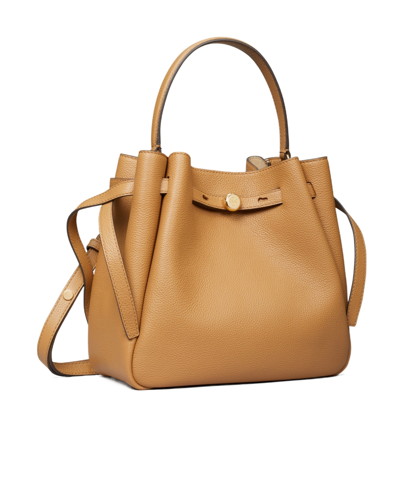 Tory Burch Textured Pebble Bucket Bag With Gold Hardware In Brown