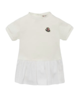 Moncler Robe Froncée En Coton In White