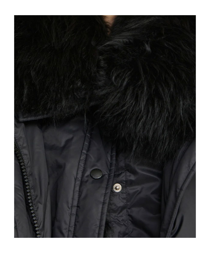 Yves Salomon Army Collection Mid Length Down Jacket In Blue