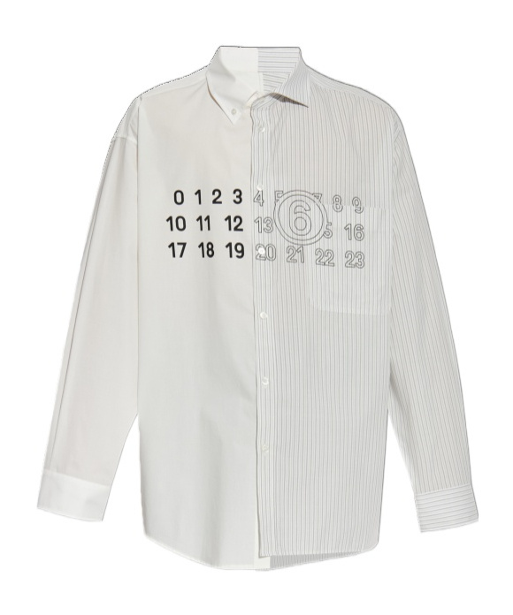 Mm6 Maison Margiela Split Design Button-down Collar Shirt In White