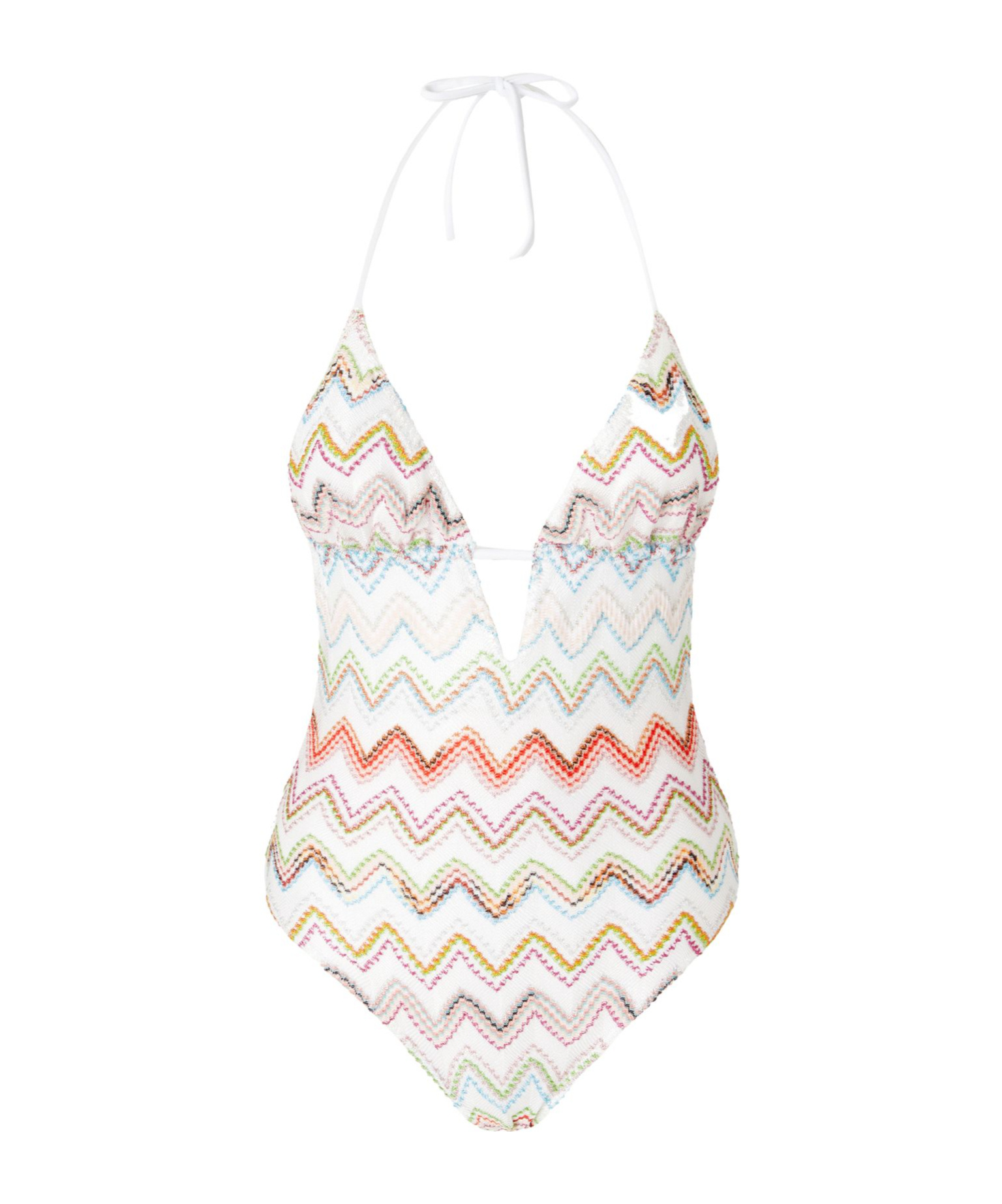 Missoni Women Zig-zag Motif V-neck Swimsuit In White