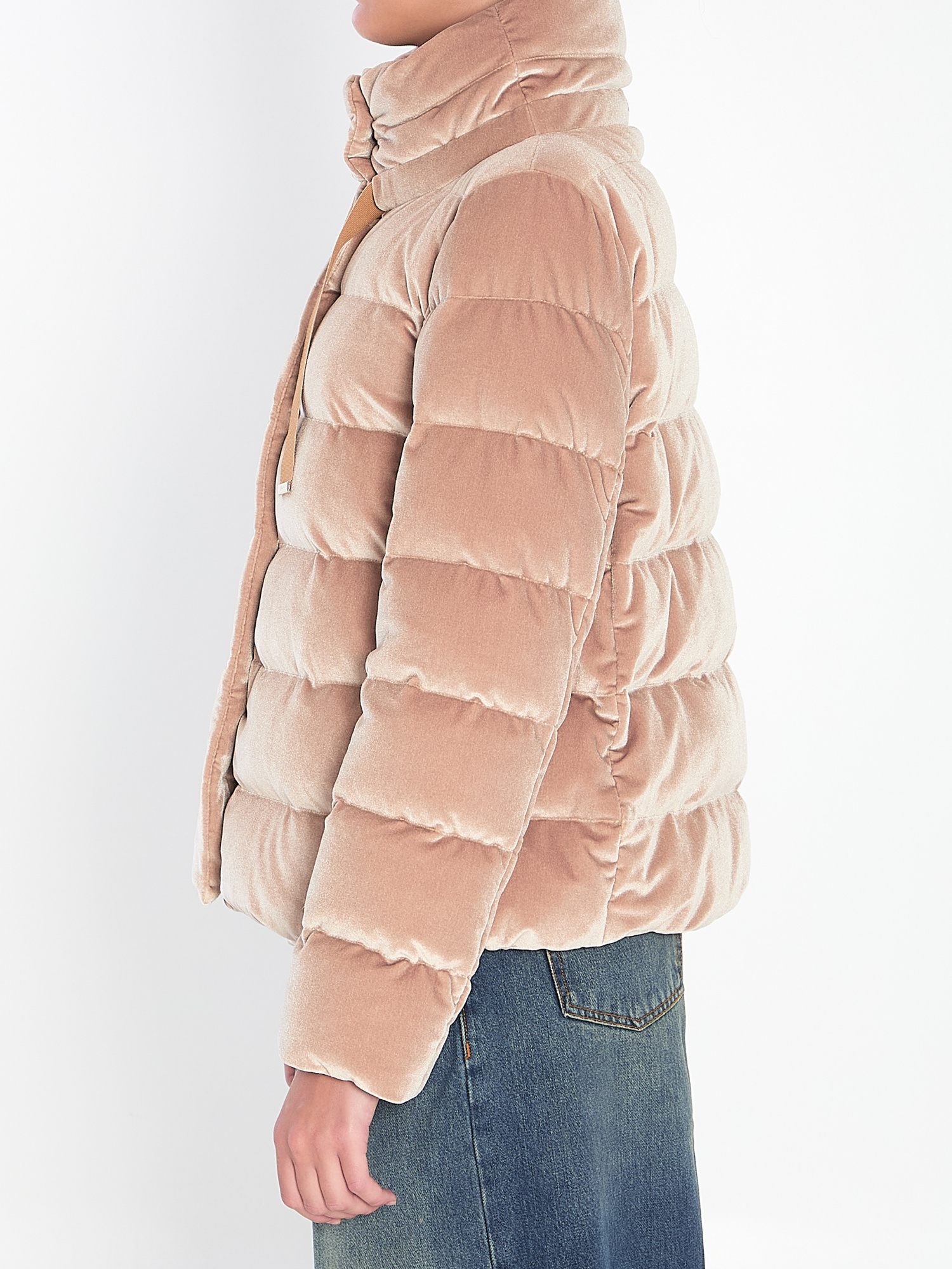Herno Drawstring Detail Velvet-effect Jacket In Pink