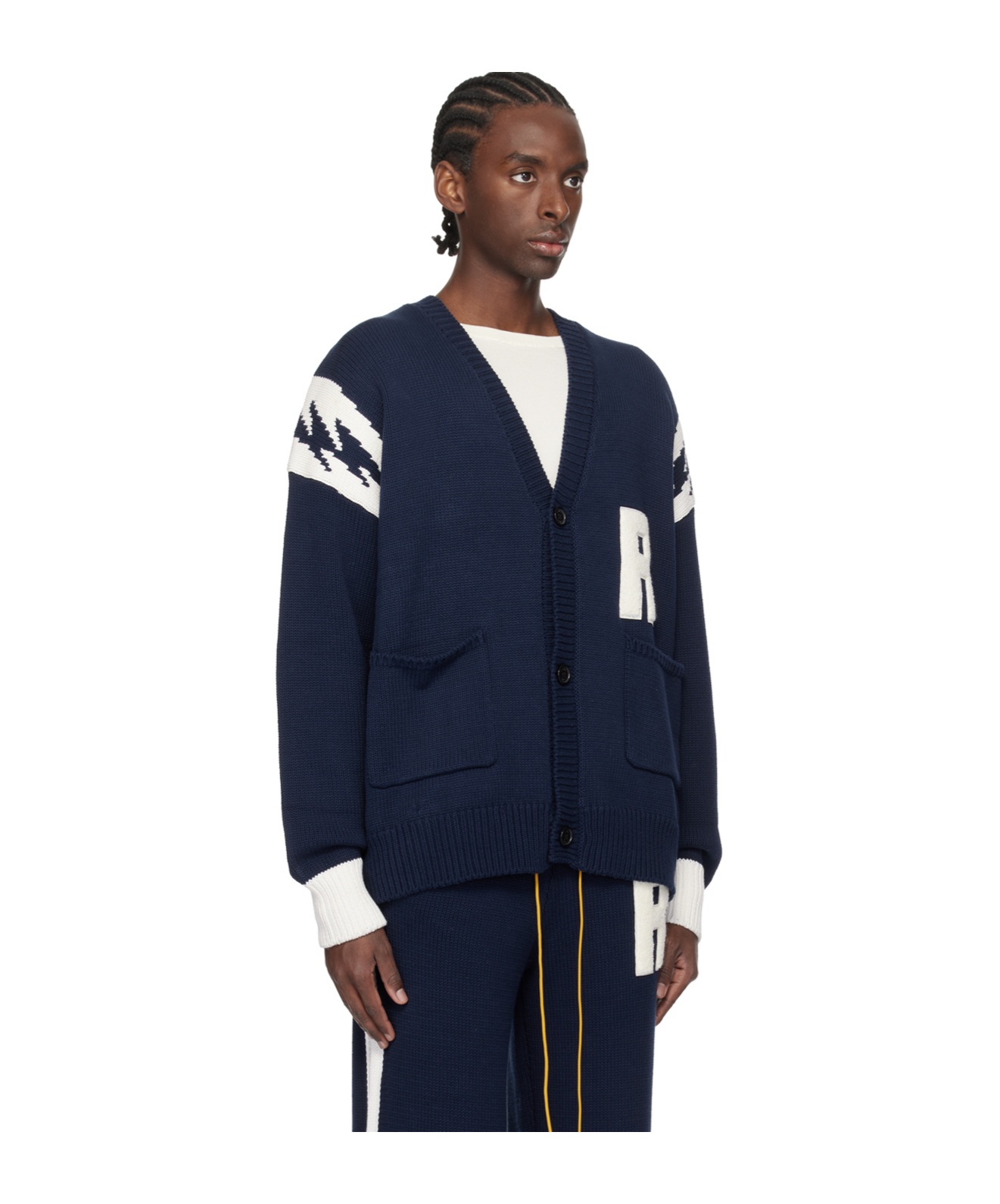 Rhude Lightning Long-sleeved Cardigan In Black