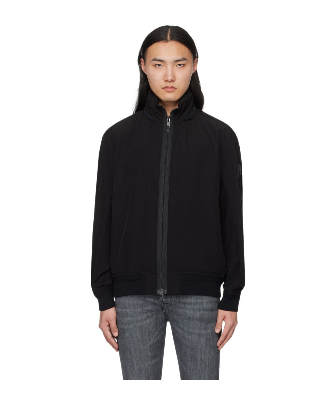 Shop Hugo Boss Logo-patch Bomber Jacket In Black