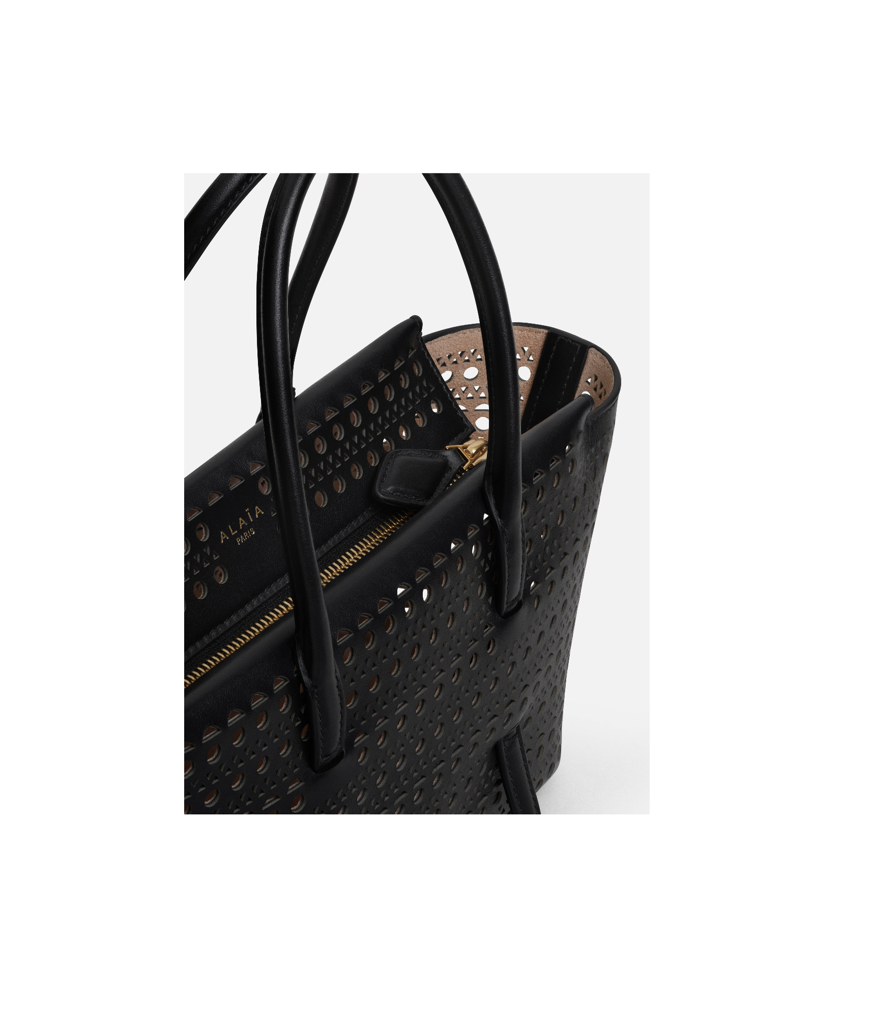 Alaïa Neo Mina 20 Perforated Top-handle Bag In Leather In Black