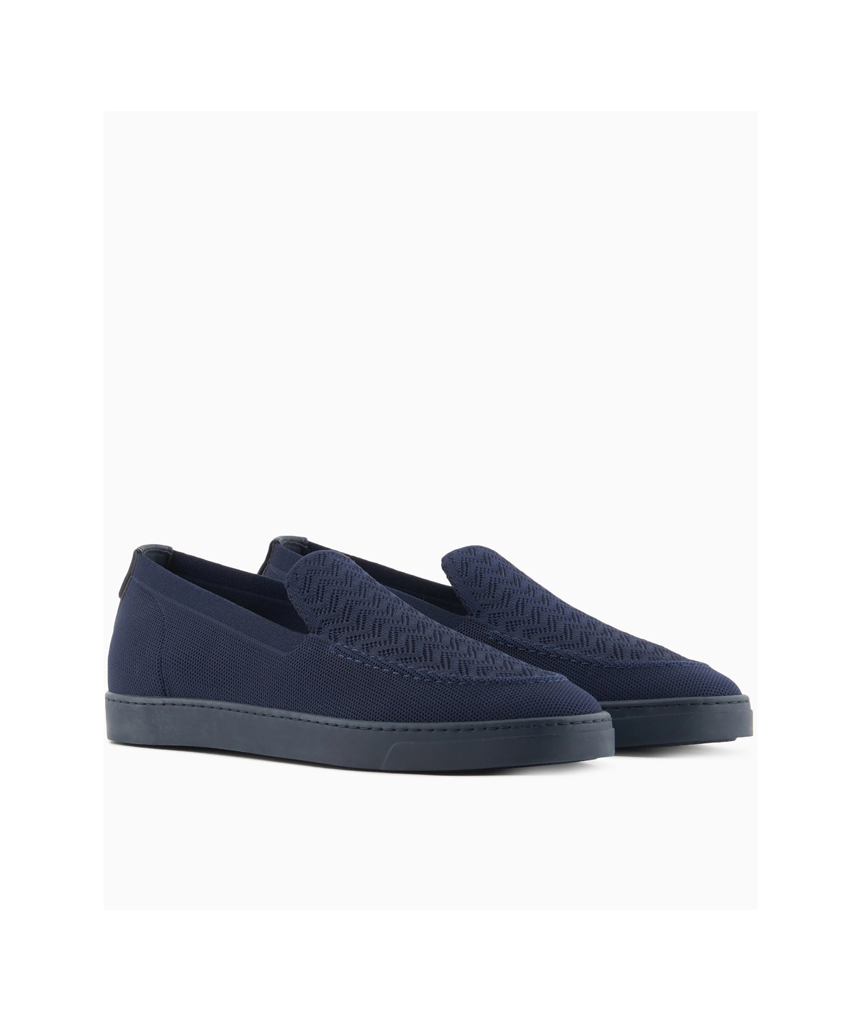 Giorgio Armani Asv Chevron Jacquard Slip-ons In Black