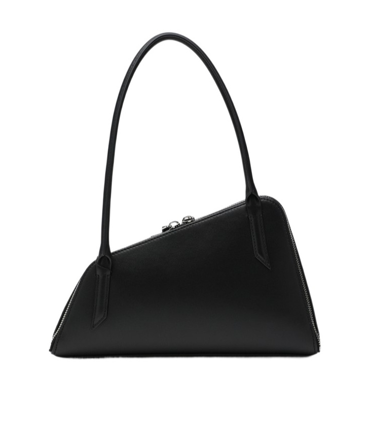 Attico Double Zipper Shoulder Bag In Black