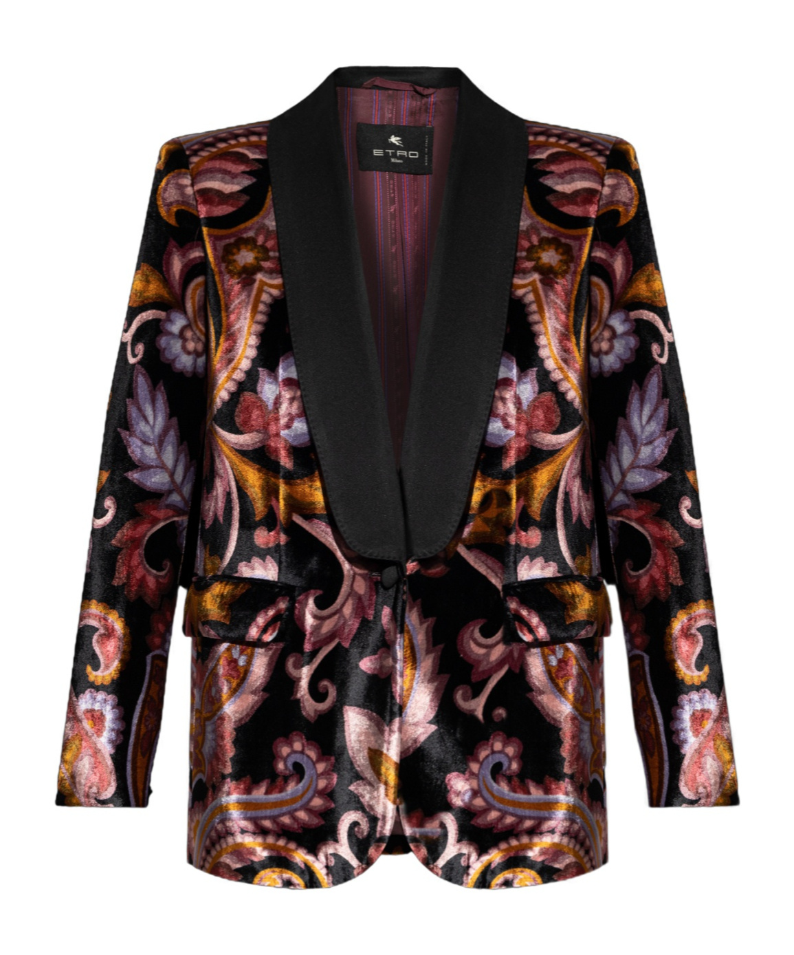 Etro Velvet Jacket With Print In Black