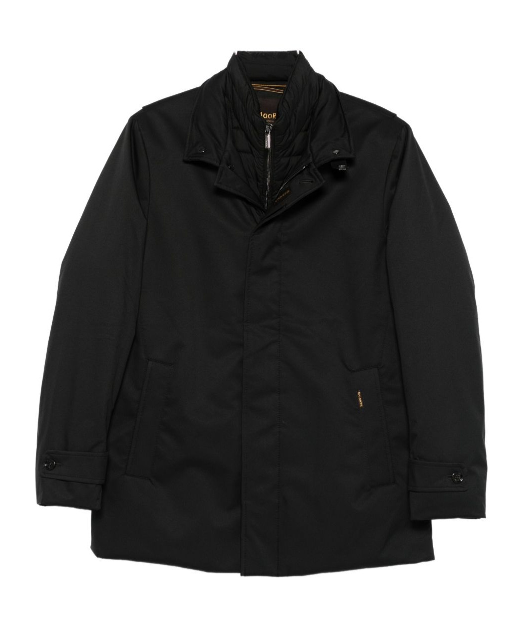 Moorer Tailored Black Coat With Concealed Closure In Black