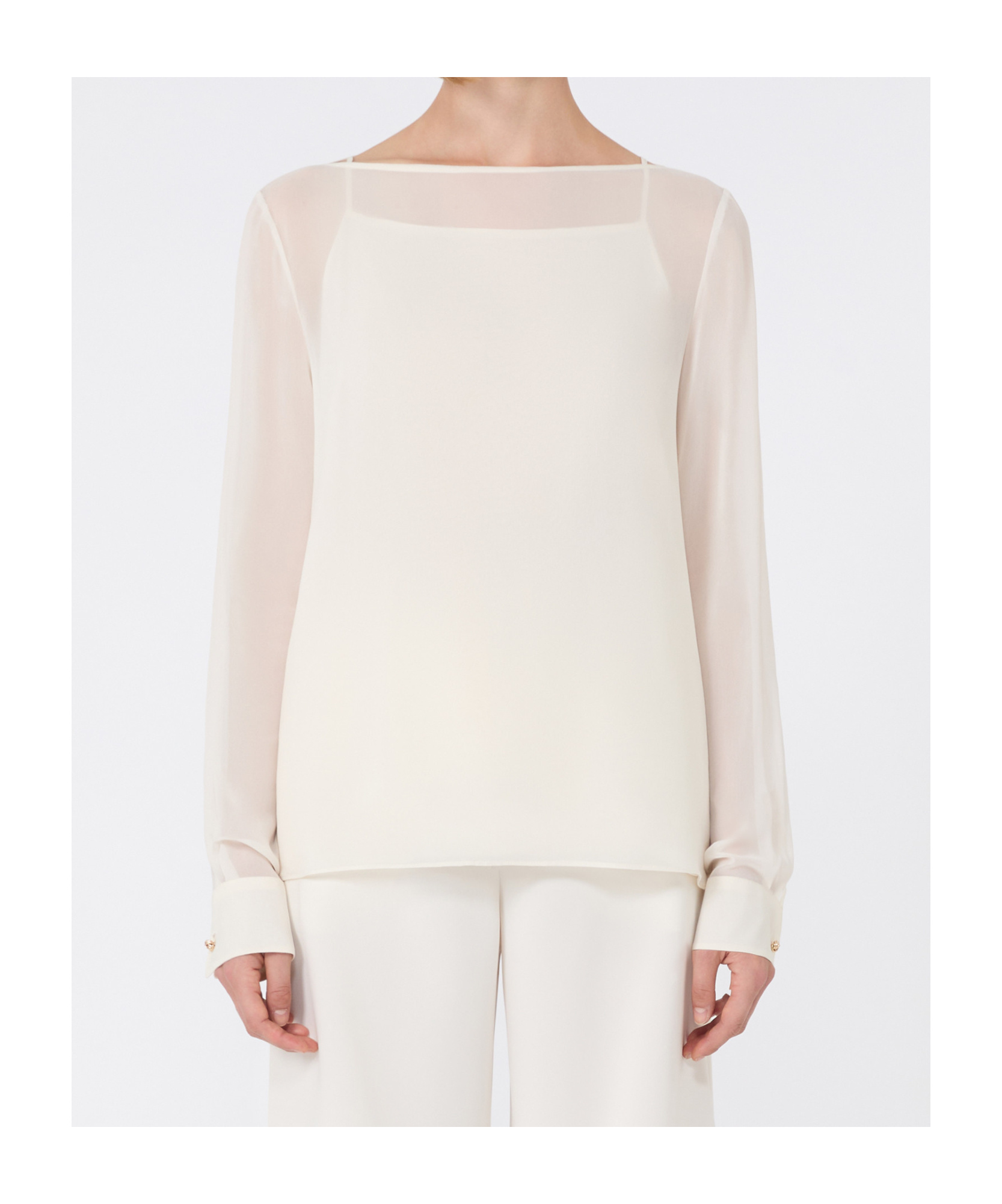 Max Mara Silk Georgette Blouse In White