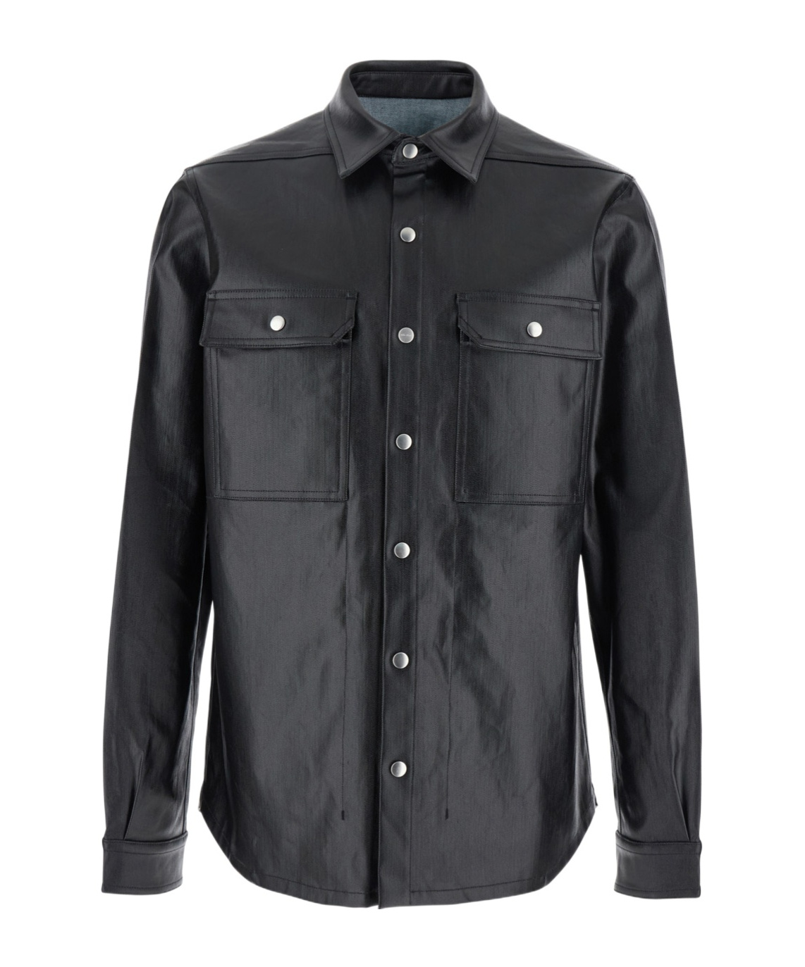 Rick Owens Black Jacket With Patch Pockets On The Chest In Cotton Blend Man In Black