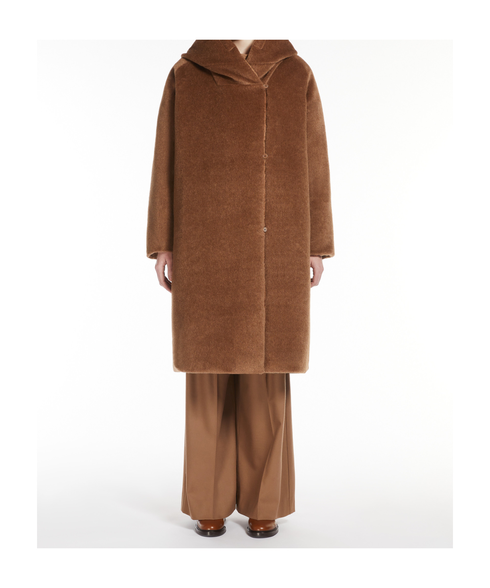 Max Mara Long-sleeved Down Jacket In Brown