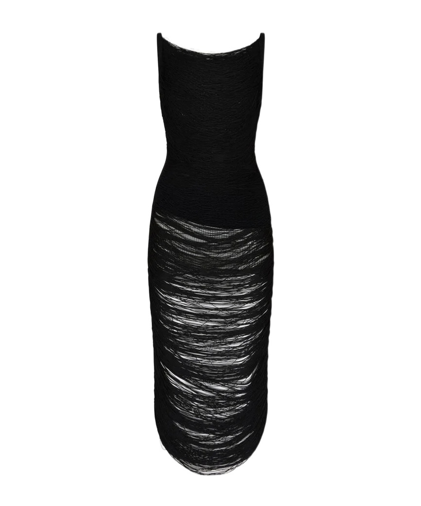 Shop Attico Black Midi Dress