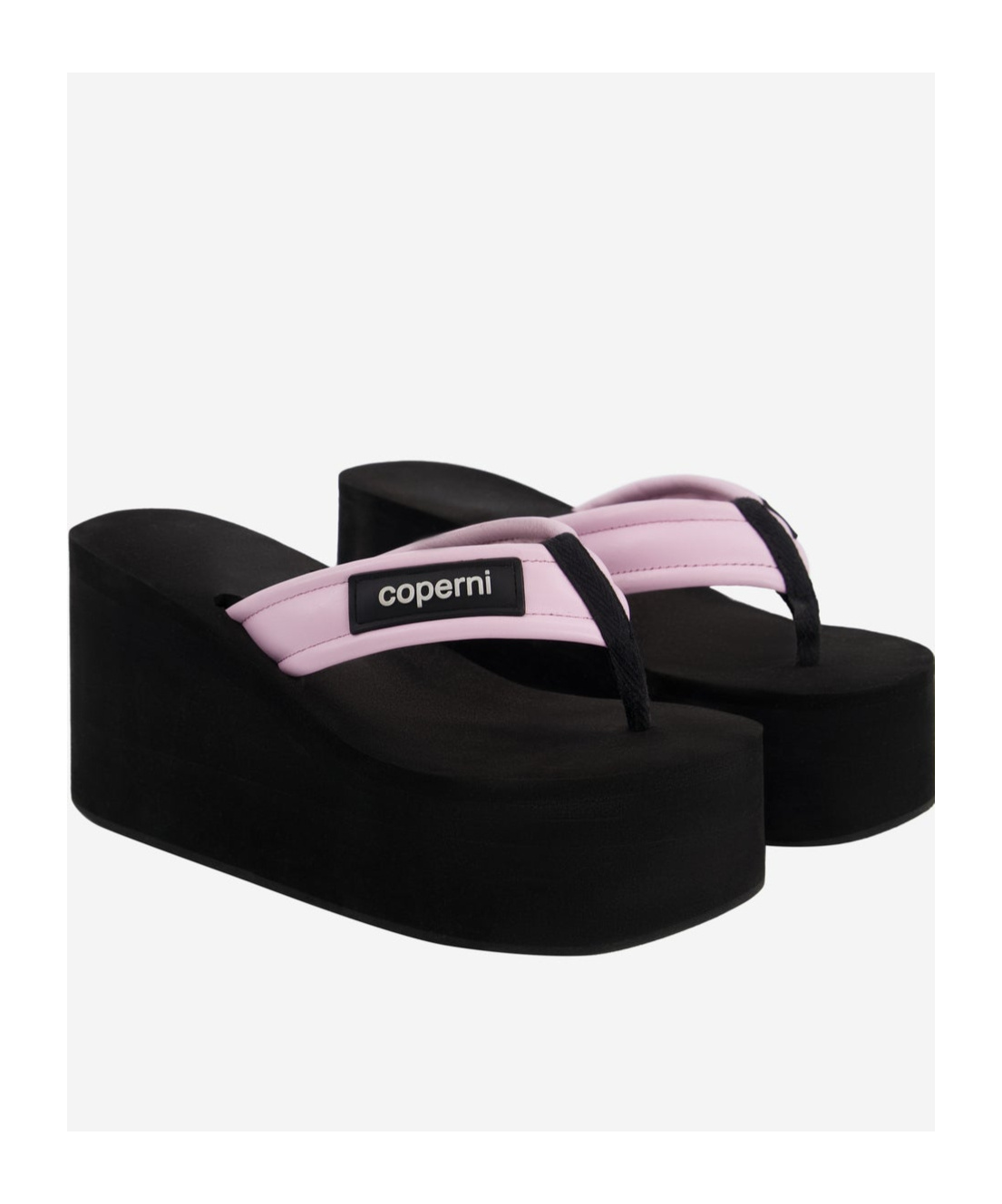 Coperni Quilted Strap Platform Wedge Sandal In Black