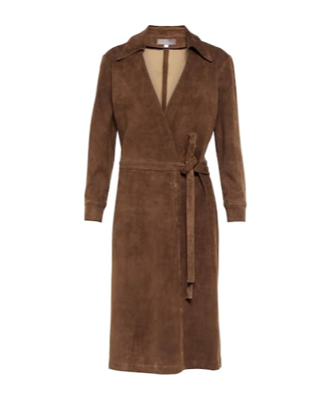 Stouls Ross Suede Wrap Midi Dress In Brown