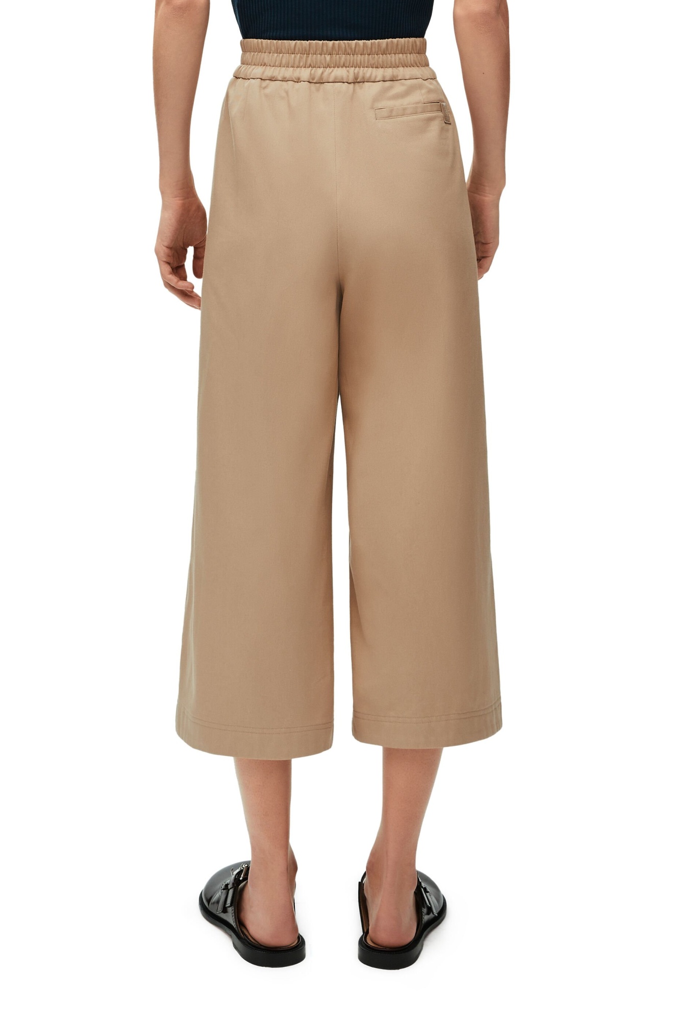 Shop Loewe Cropped Wrap Trousers In Cotton In Nude