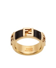 Fendi Logo Ring In Brown