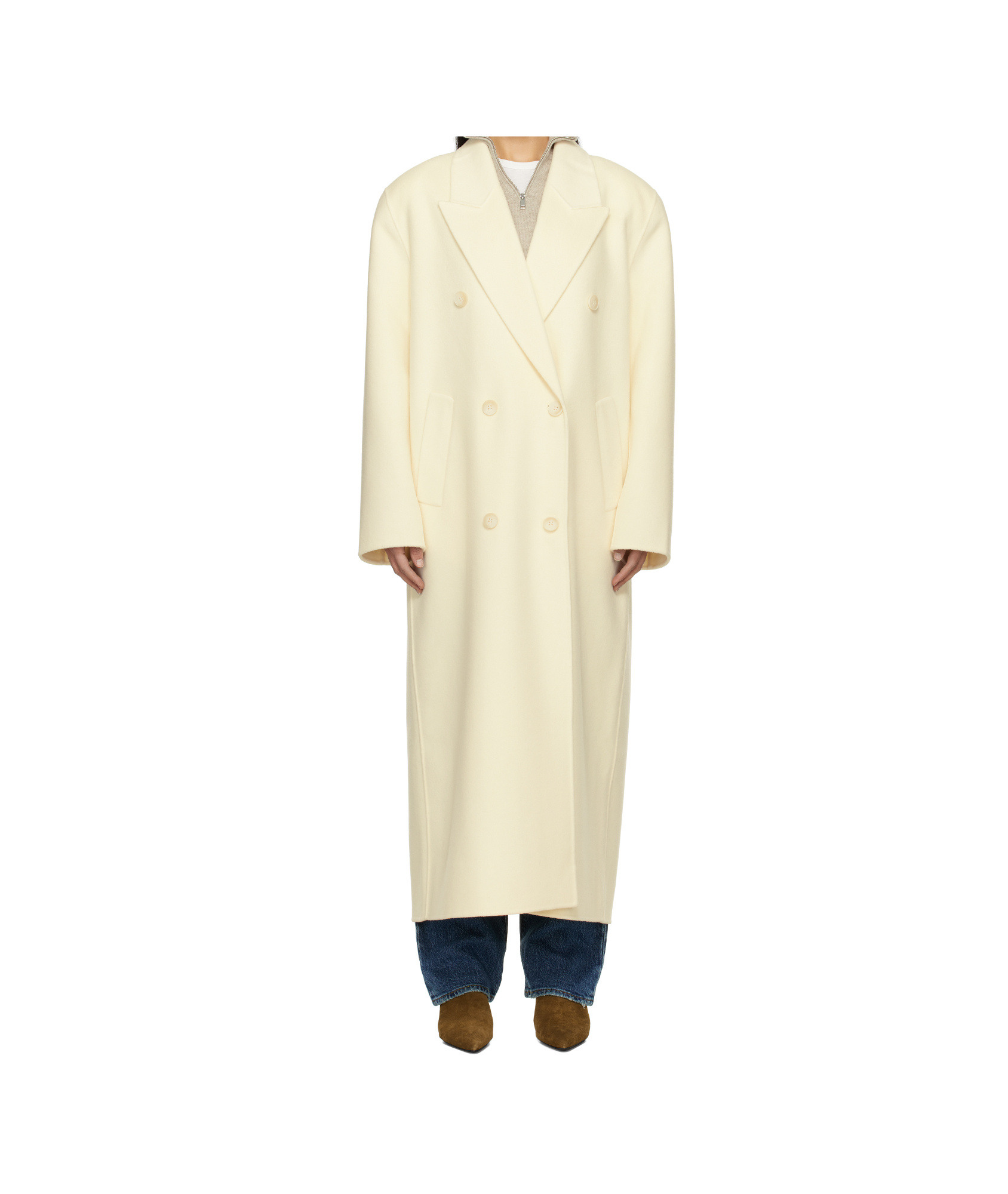 The Frankie Shop Double-breasted Coat In Neutral