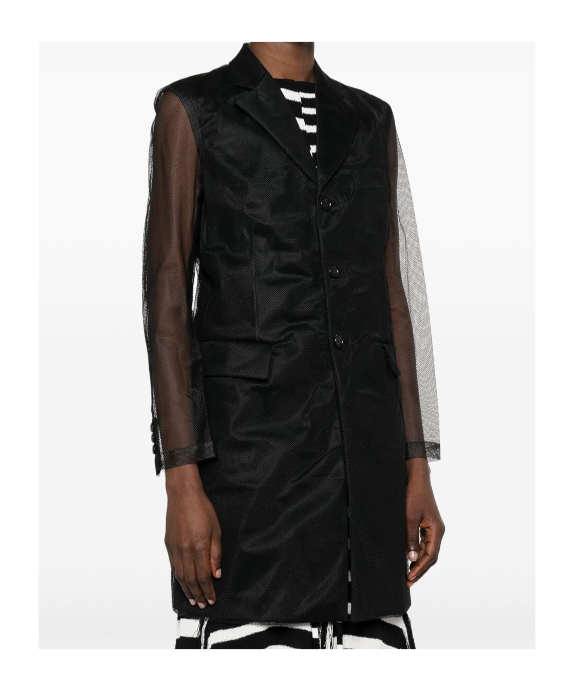 Shop Comme Des Garçons Mesh-overlay Coat