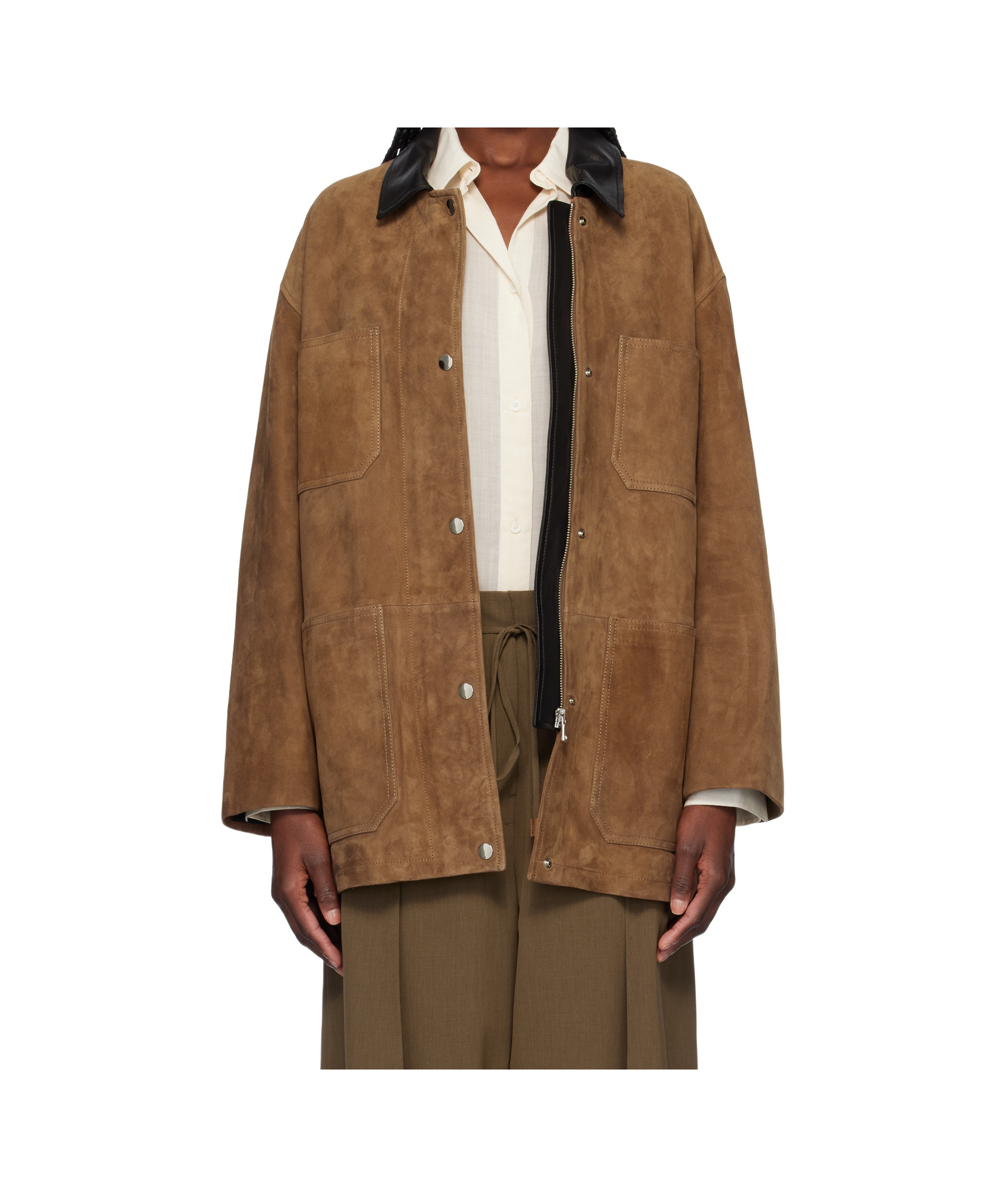 Nour Hammour Bam Zip-up Leather Jacket In Brown