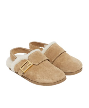 Fendi Logo Buckle Slippers In Nude