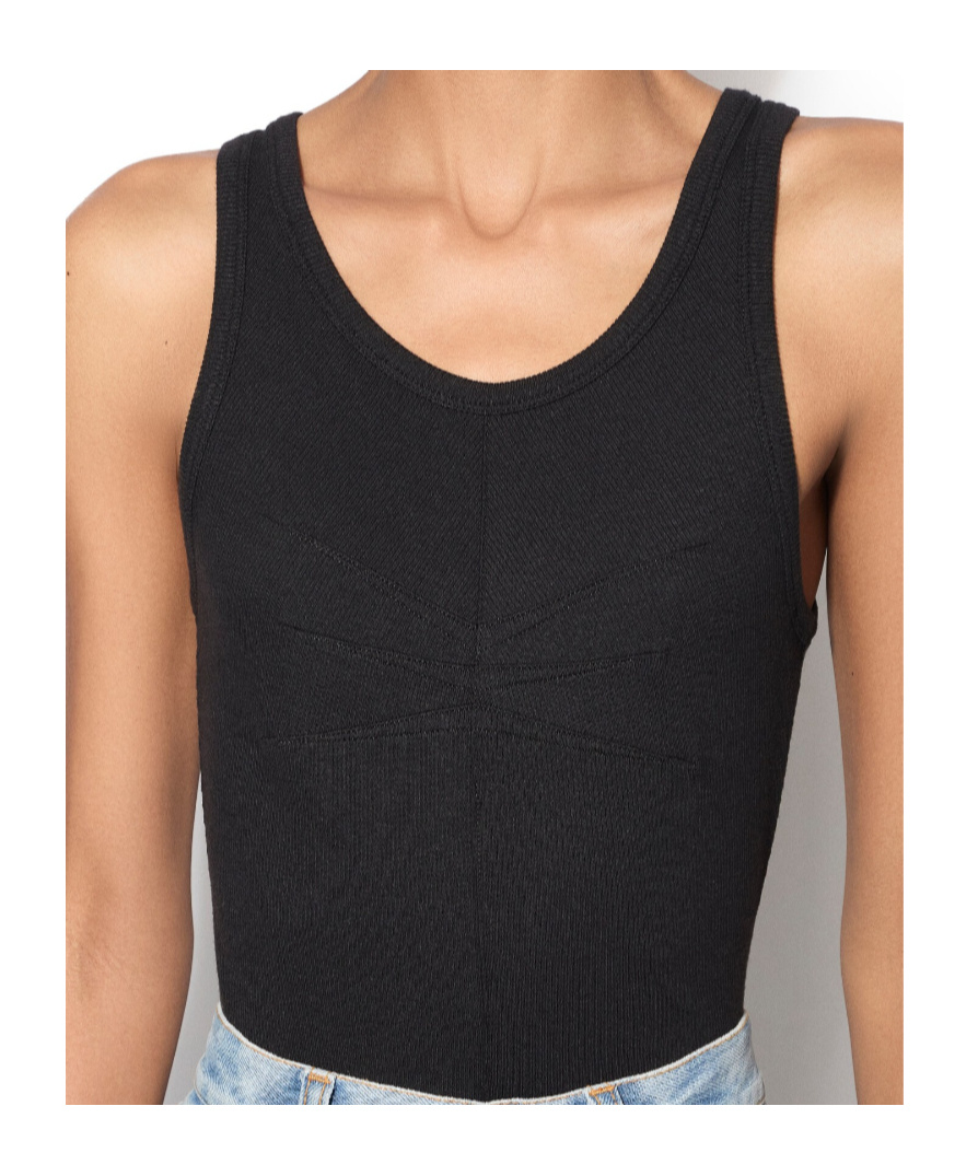 Alaïa Darts Cotton Tank Top In Black