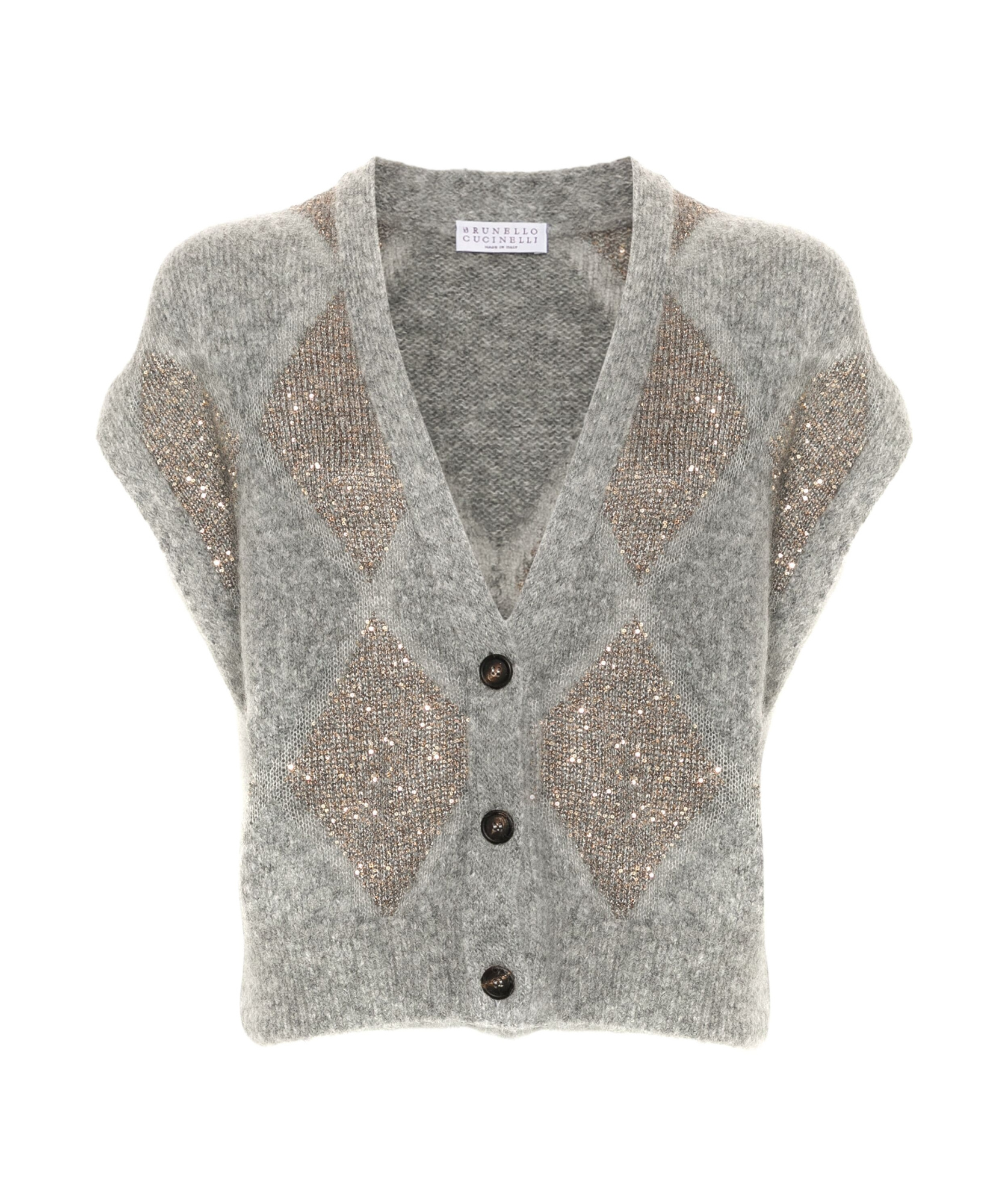 Shop Brunello Cucinelli Sequin-embellished Cardigan In Gray