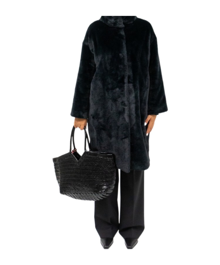 Herno Long Sleeved High-neck Coat In Black