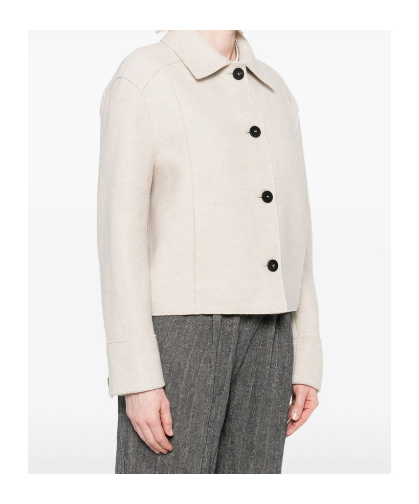 Harris Wharf London Button-front Cropped Jacket In White