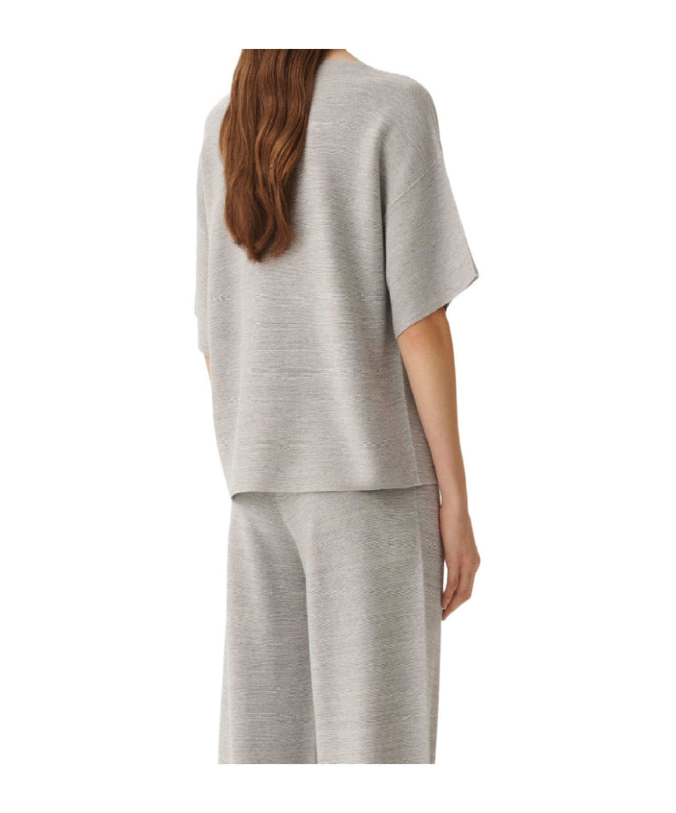 Fabiana Filippi Cotton And Lurex Sweater In Gray