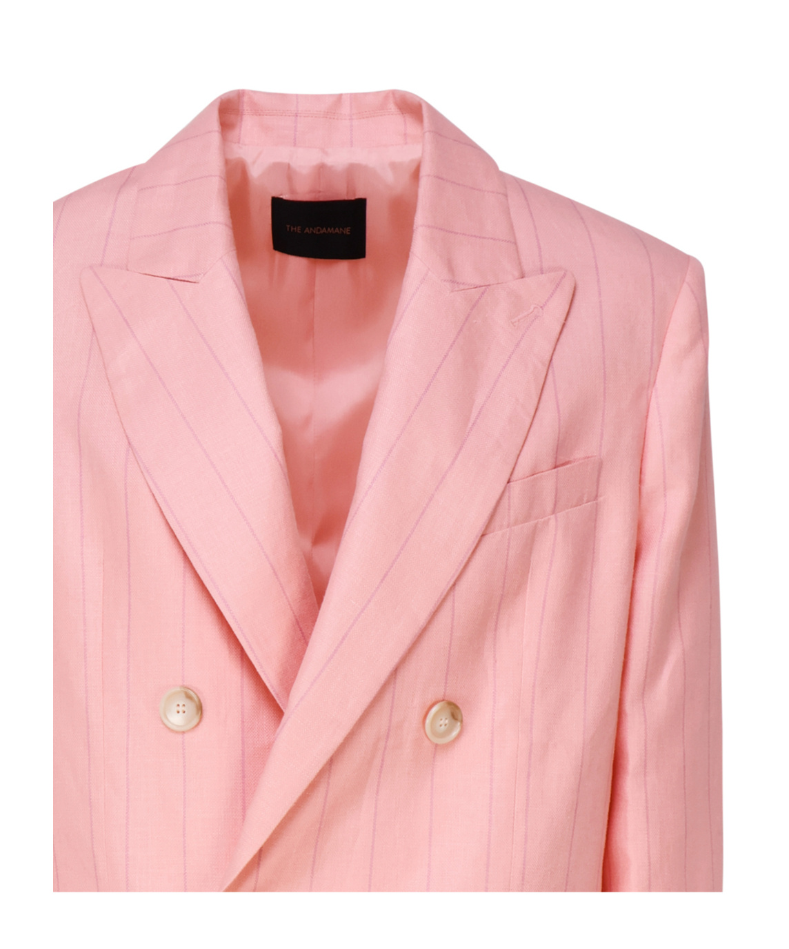 The Andamane Structured Blazer With Shoulder Padding And Multiple Pockets In Pink