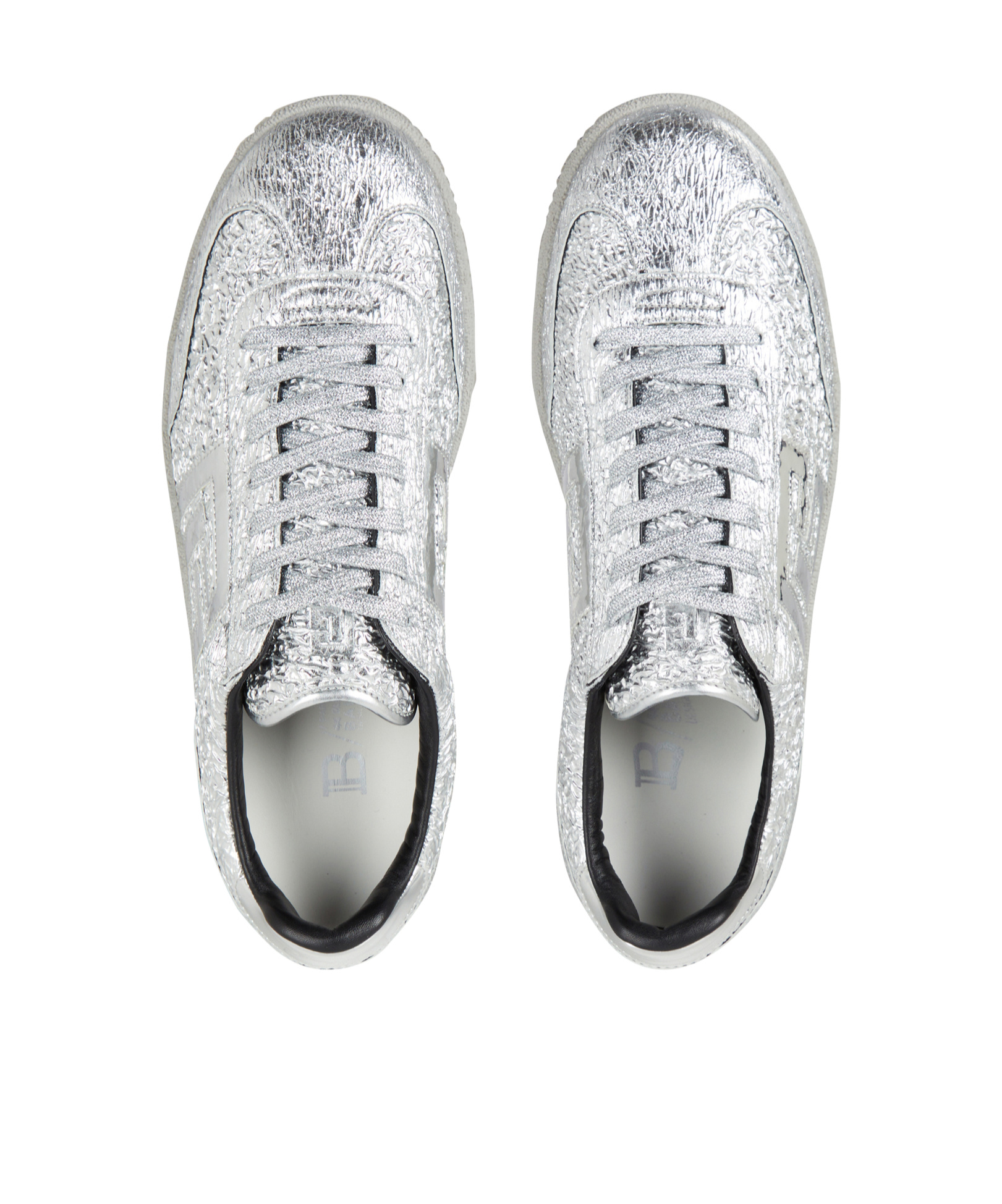 Balmain Swan Metallic-leather Sneakers In Gray