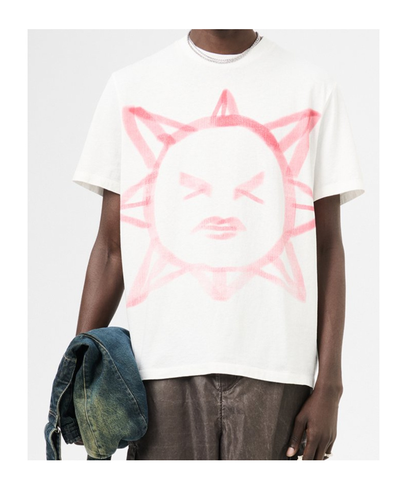 Our Legacy Box T-shirt Off White Cotton T-shirt With Graphic Sun Print - Box T-shirt In White