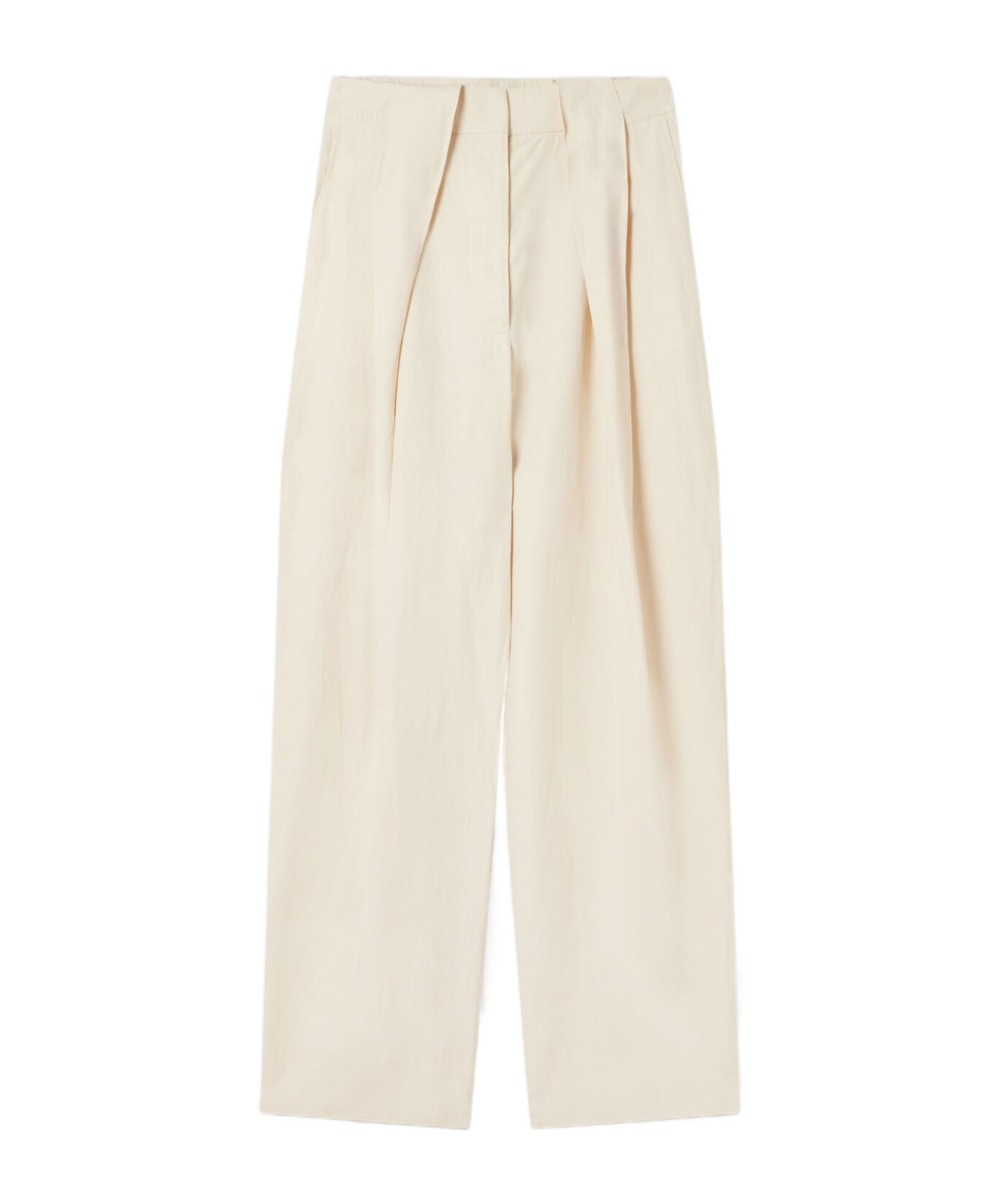 Stella Mccartney High-waisted Pleated Trousers In Cream