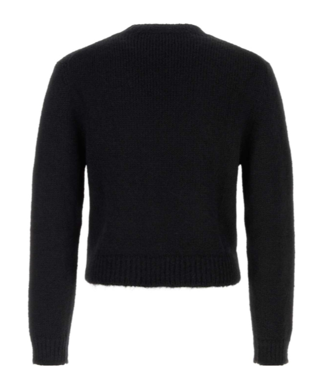 Jil Sander Cropped Long Sleeve Alpaca Blend Knit In Black