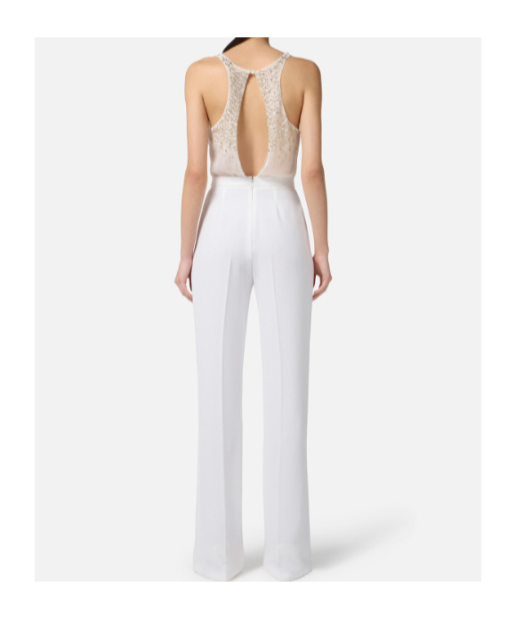 Elisabetta Franchi Crystal-embellished Jumpsuit In White