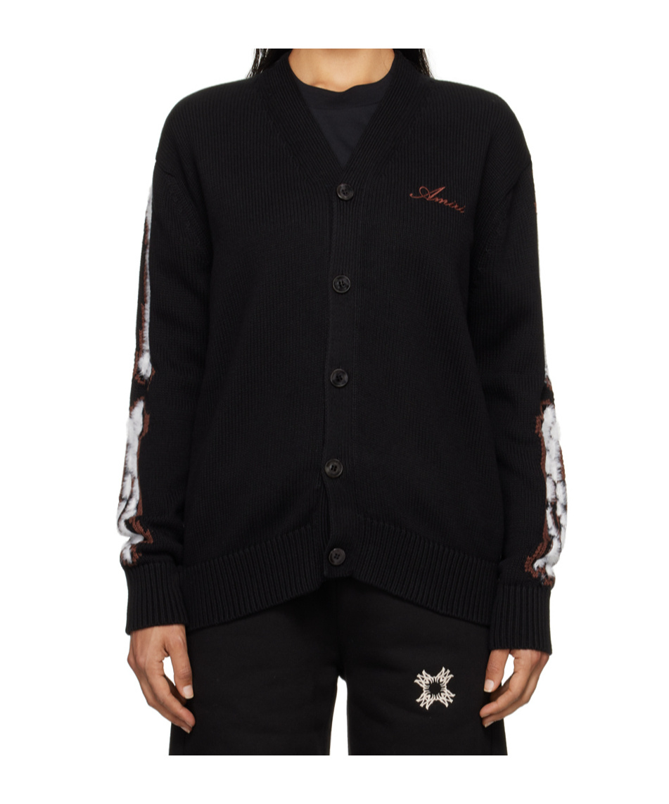 Amiri Long-sleeved Cardigan In Black