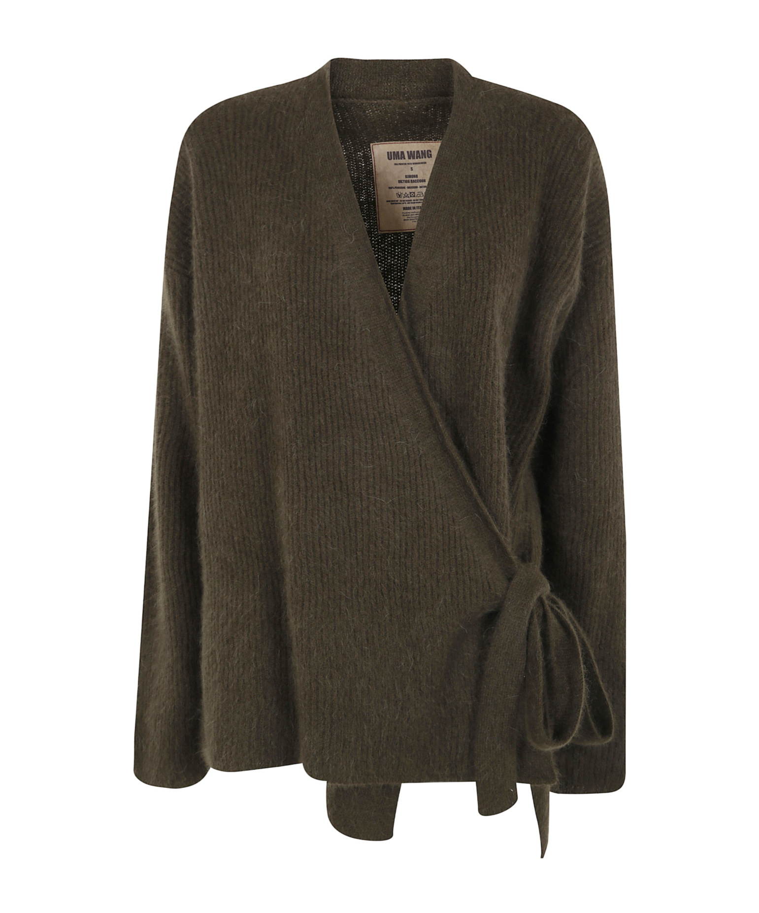Uma Wang Soft Knit Wrap Jacket With Tie Detail In Green