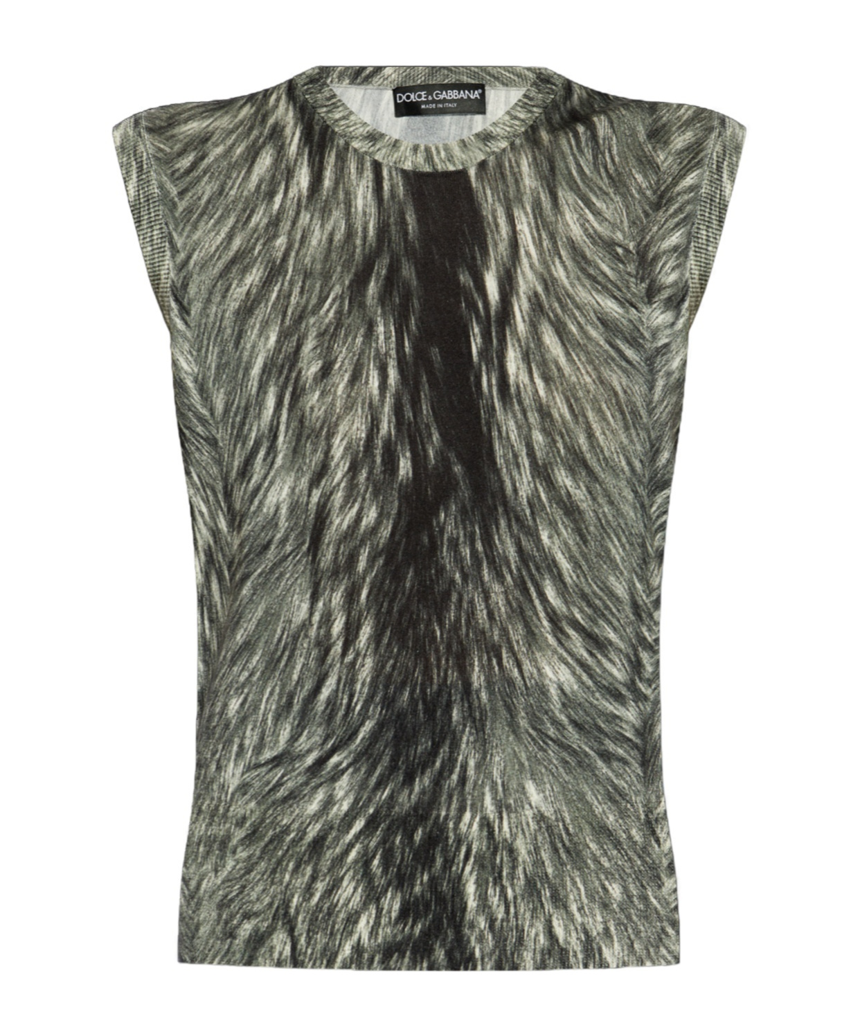 Dolce & Gabbana Fur-print Tank Top In Black