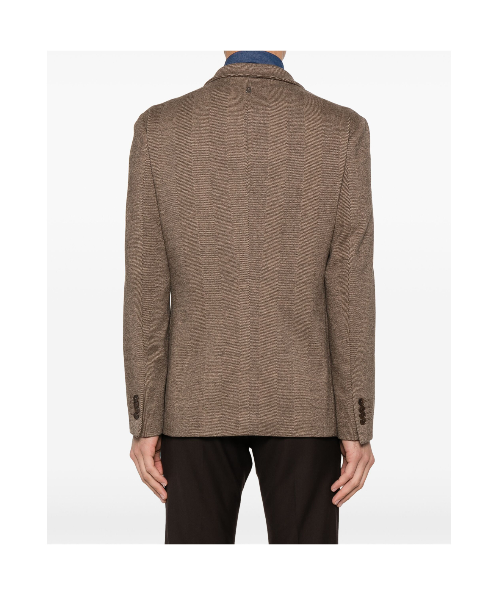 Dondup Herringbone-pattern Blazer In Brown