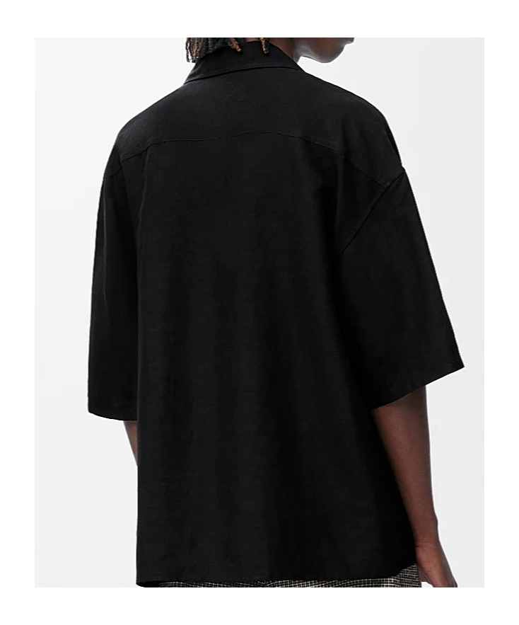 Loewe Short-sleeved Linen And Viscose Shirt In Black