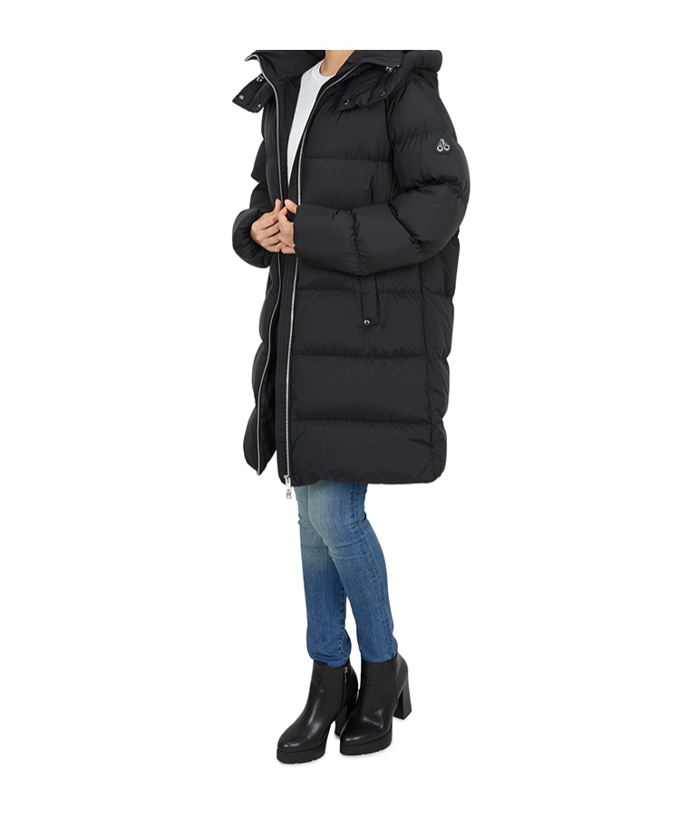 Moose Knuckles Hooded Down Jacket In Black