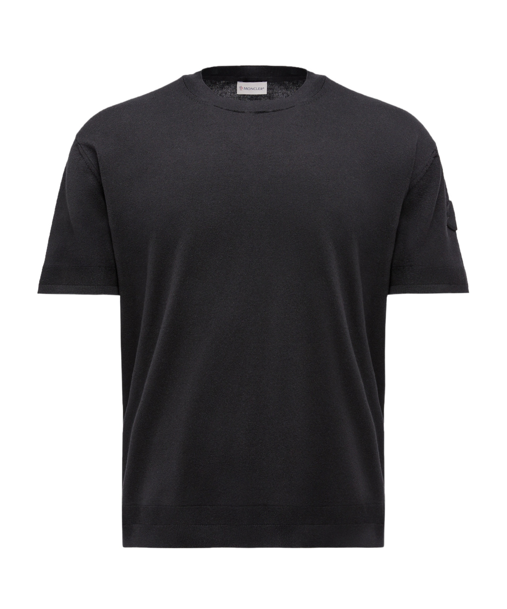 Moncler Crew Neck Patch Detail Short Sleeves T-shirt In Black
