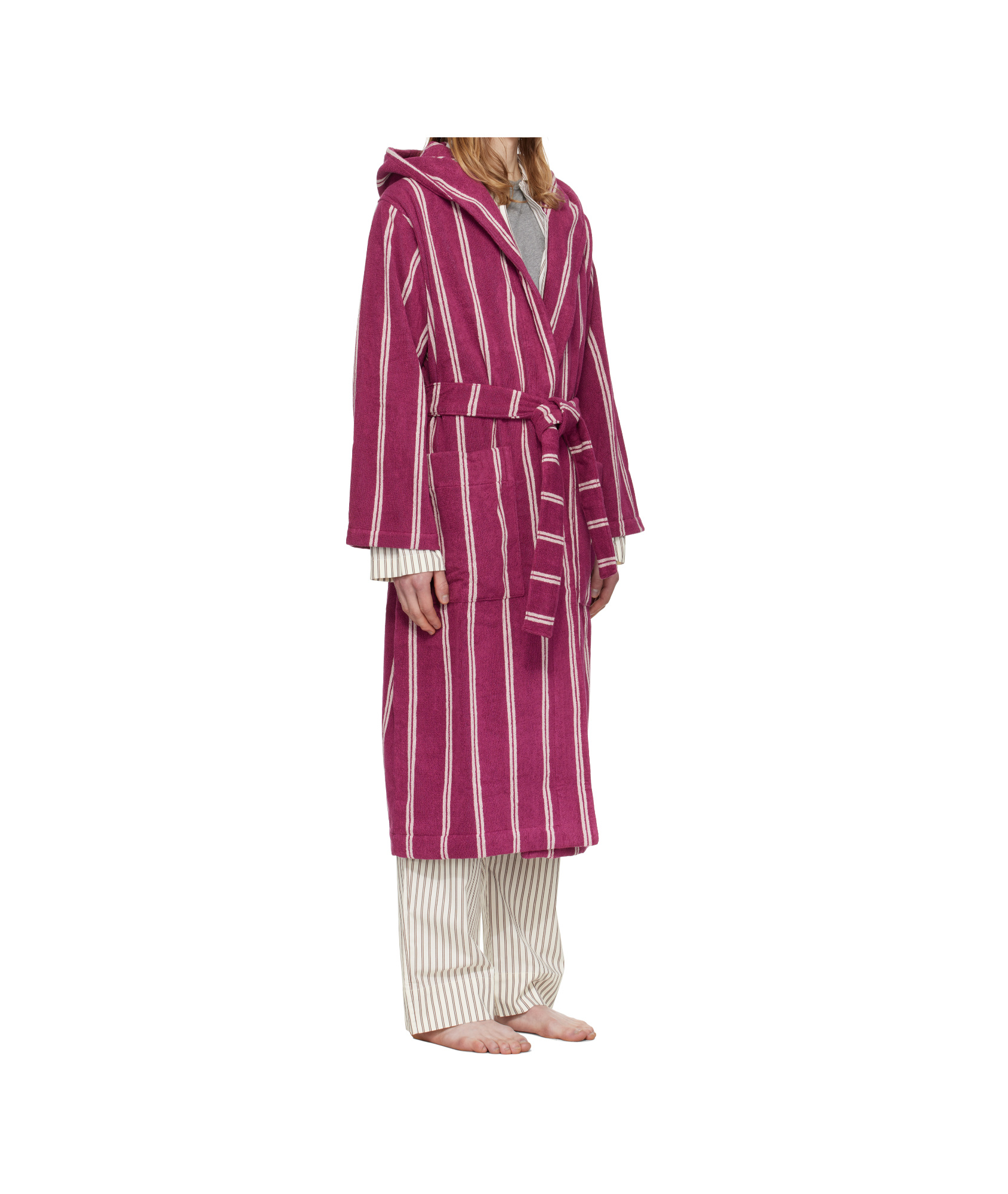 Tekla Hooded Bathrobe In Red