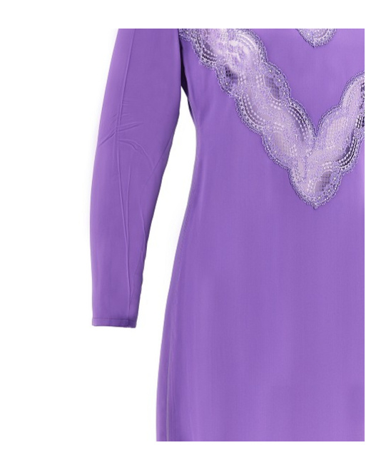 Gucci Satin Midi Dress With Lace Inserts In Purple