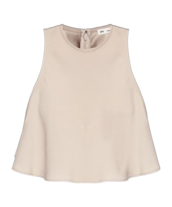 Ami Alexandre Mattiussi Flared Godet Top In Nude